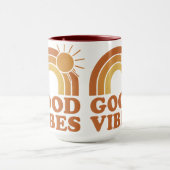 Retro Rainbow Good Vibes Ceramic Mug Mok (Midden)