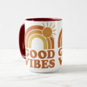 Retro Rainbow Good Vibes Ceramic Mug Mok (Voorkant links)