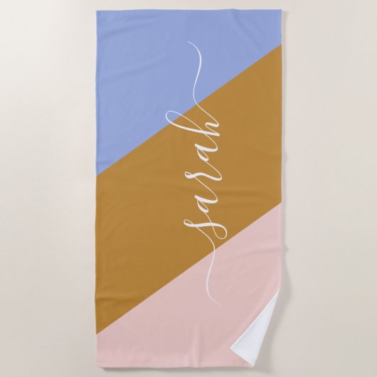 Retro Rainbow Grafisch gepersonaliseerde naam Strandlaken (Voorkant)