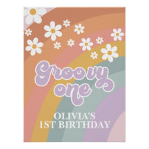 Retro Rainbow Groovy 1 1e verjaardag