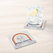 Retro Rainbow Groovy Baby Gender Neutral Shower Kartonnen Onderzetters (Insitu)