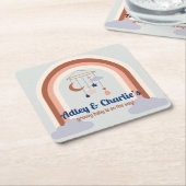 Retro Rainbow Groovy Baby Gender Neutral Shower Kartonnen Onderzetters (Schuin)