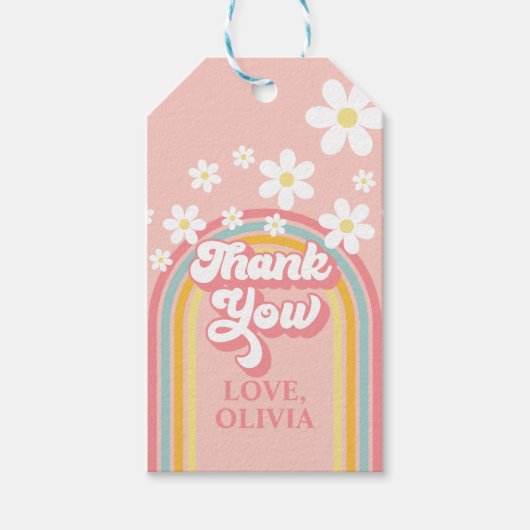 Retro Rainbow Groovy dank u Cadeaulabel (Voorkant)