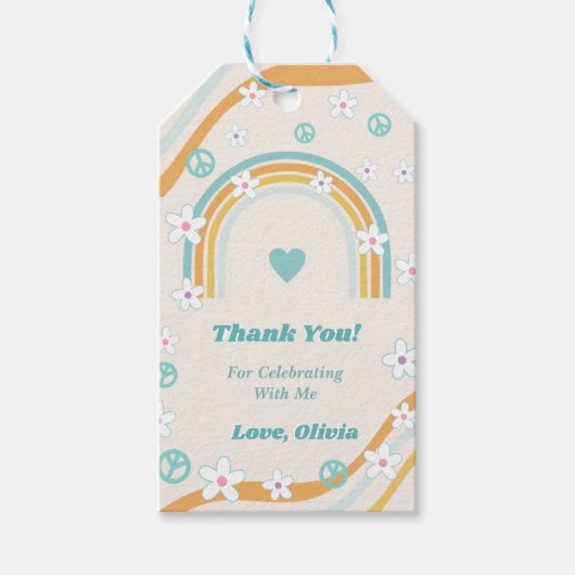 Retro Rainbow Groovy dank u geschenk Cadeaulabel (Voorkant)