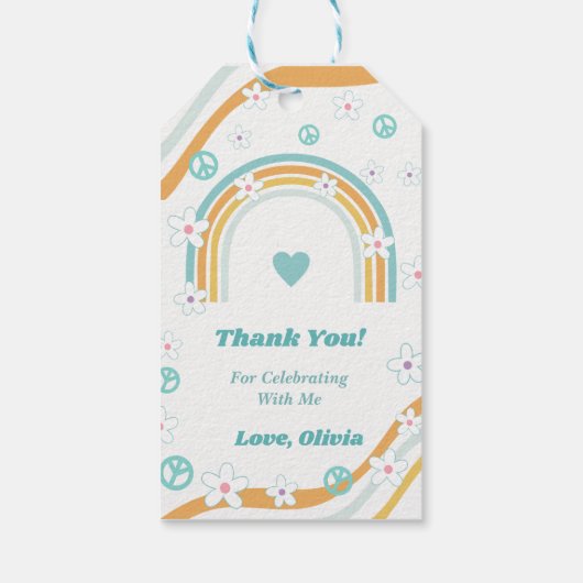 Retro Rainbow Groovy dank u geschenk Cadeaulabel (Achterkant)