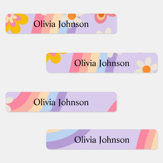 Retro Rainbow groovy Kinder waterdichte naamlabels Labels (Groep)