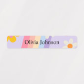 Retro Rainbow groovy Kinder waterdichte naamlabels Labels (Design 2)