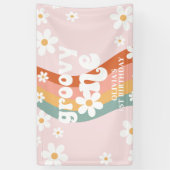 Retro Rainbow Groovy One Daisy 1st Spandoek (Verticaal)