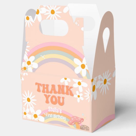 Retro Rainbow Groovy One Daisy Bedankdoosjes (Geopend)