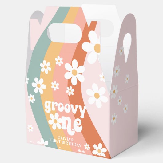 Retro Rainbow Groovy One Daisy Bedankdoosjes (Geopend)