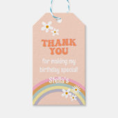 Retro Rainbow Groovy One Daisy Cadeaulabel (Voorkant)