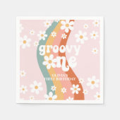Retro Rainbow Groovy One Daisy Servet (Voorkant)