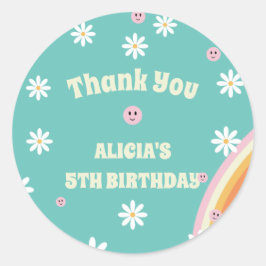 Retro Rainbow Groovy Vibe Verjaardag Ronde Sticker