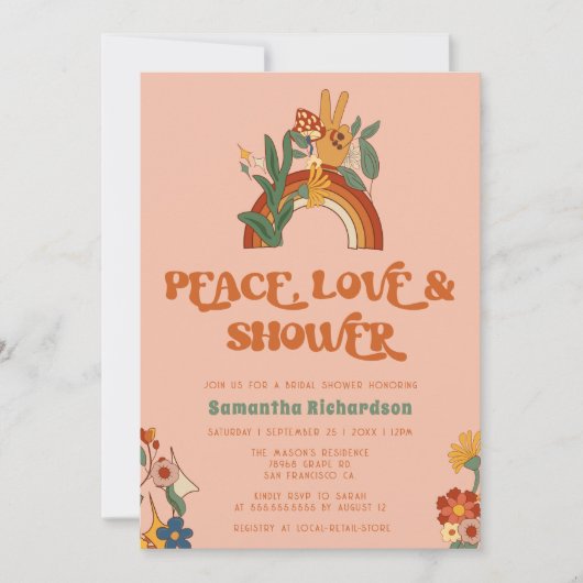 Retro Rainbow Groovy-Vrijgezellenfeest Kaart (Voorkant)