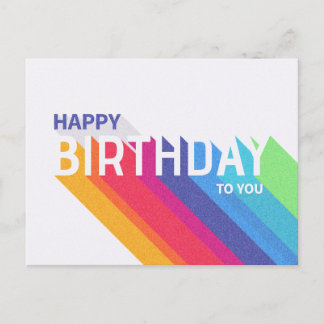 Retro Rainbow Happy Birthday Briefkaart