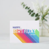 Retro Rainbow Happy Birthday Briefkaart (Staand voorkant)