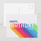 Retro Rainbow Happy Birthday Briefkaart (Voorkant / Achterkant)