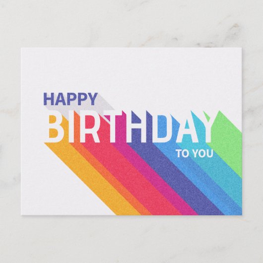 Retro Rainbow Happy Birthday Briefkaart (Voorkant)