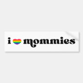 Retro Rainbow Heart I Love My Mommies Queer Moms Bumpersticker (Voorkant)