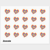 Retro Rainbow Heart met trots in het Japans Ronde Sticker (Vel)