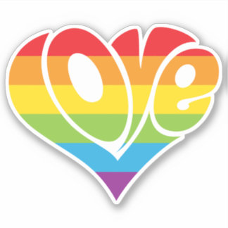 Retro Rainbow Heart-Shaped LOVE-sticker Sticker
