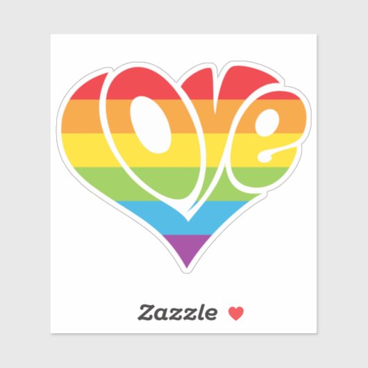 Retro Rainbow Heart-Shaped LOVE-sticker Sticker (Vel)
