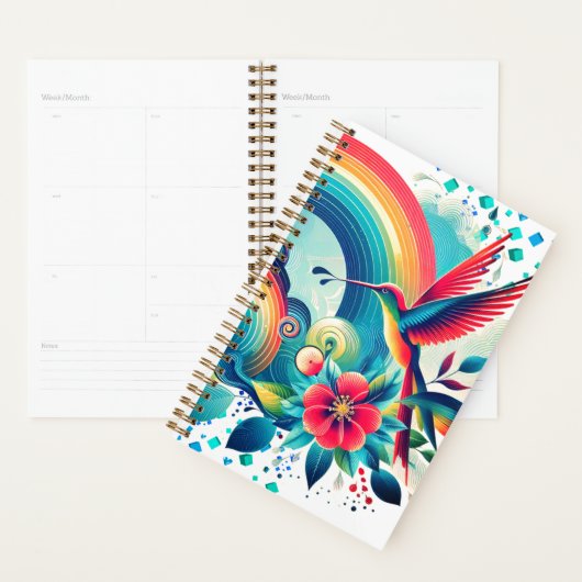 Retro Rainbow Hummingbird Weekplanner Planner (Display)