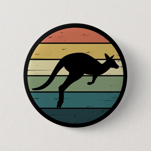 Retro Rainbow Kangaroo Ronde Button 5,7 Cm (Voorkant)