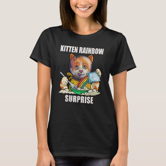 Retro Rainbow Kitten Verrassend grungestijl T-shirt (Voorkant)