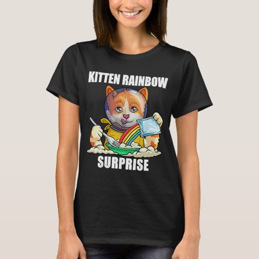 Retro Rainbow Kitten Verrassend  grungestijl T-shirt (Voorkant)