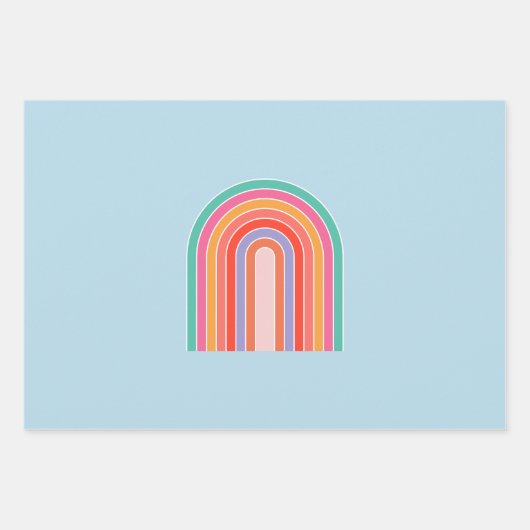 Retro Rainbow kleurig blauw Inpakpapier Vel (Voorkant 3)