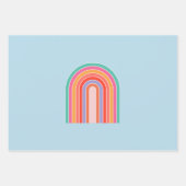 Retro Rainbow kleurig blauw Inpakpapier Vel (Voorkant 2)