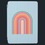 Retro Rainbow kleurig blauw iPad Air Cover<br><div class="desc">Abstracte regenboog Retro - kleurrijke regenboog - blauwe achtergrond.</div>