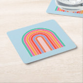 Retro Rainbow kleurig blauw Kartonnen Onderzetters (Schuin)
