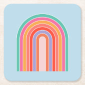 Retro Rainbow kleurig blauw Kartonnen Onderzetters (Voorkant)