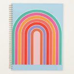Retro Rainbow kleurig blauw Planner<br><div class="desc">Abstracte regenboog Retro - kleurrijke regenboog - blauwe achtergrond.</div>