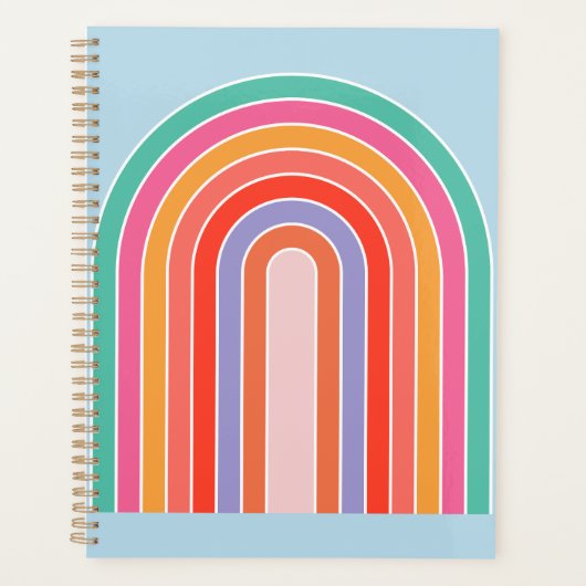 Retro Rainbow kleurig blauw Planner (Voorkant)