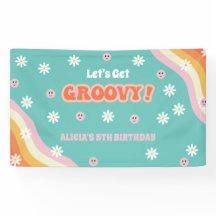 Retro Rainbow Laten we Groovy Verjaardag halen