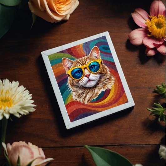 Retro Rainbow LGBTQ+ Cool Gay Cat Puzzel Legpuzzel