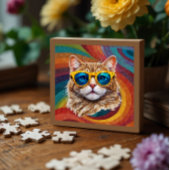 Retro Rainbow LGBTQ+ Cool Gay Cat Puzzel Legpuzzel