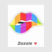 Retro Rainbow Lips Pride Kiss Cut Sticker (Vel)