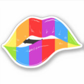 Retro Rainbow Lips Pride Kiss Cut Sticker (Voorkant)