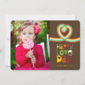 Retro Rainbow Loop Happy Love Day Valentijn Foto Feestdagenkaart (Voorkant)