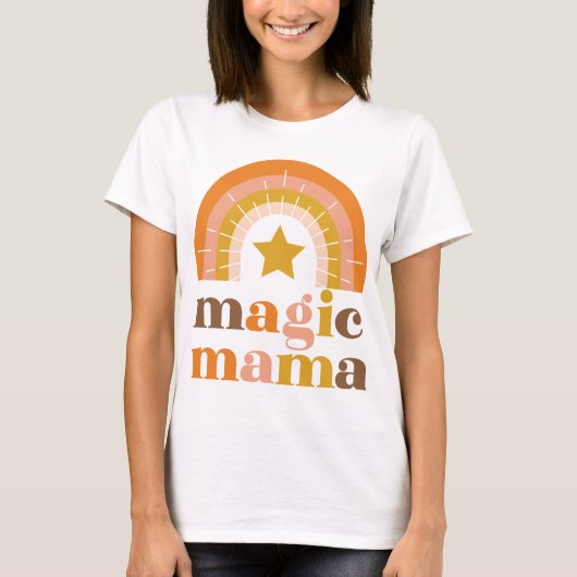 Retro Rainbow Mama boho T-shirt (Voorkant)