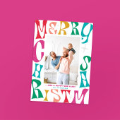 Retro Rainbow Merry Kerstmis 1 Foto Holiday Kaart