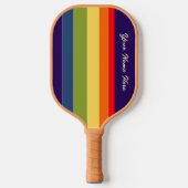 Retro Rainbow Navy Oranje Olive Green Custom Name Pickleball Paddle (Voorkant)