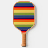 Retro Rainbow Navy Oranje Olive Green Custom Name Pickleball Paddle (Achterkant)