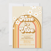Retro Rainbow Nine is een Vibe Groovy 9e verjaarda Kaart (Voorkant)