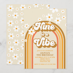 Retro Rainbow Nine is een Vibe Groovy 9e verjaarda Kaart