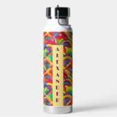Retro Rainbow No3 patroon Gepersonaliseerde naam Waterfles (Links)